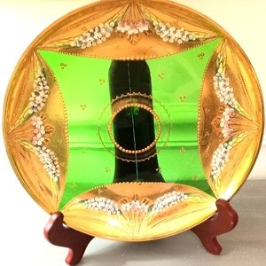 Art Glass, Bohemian Glass, gold, green Moser style, Bohemian, VictorianCzech